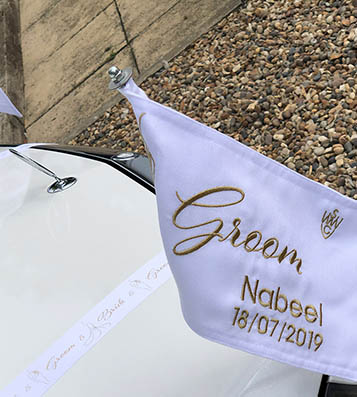 Tailored wedding car flag