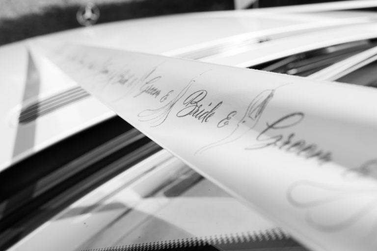 Wedding Car Ribbons. Luxury bespoke car ribbons.