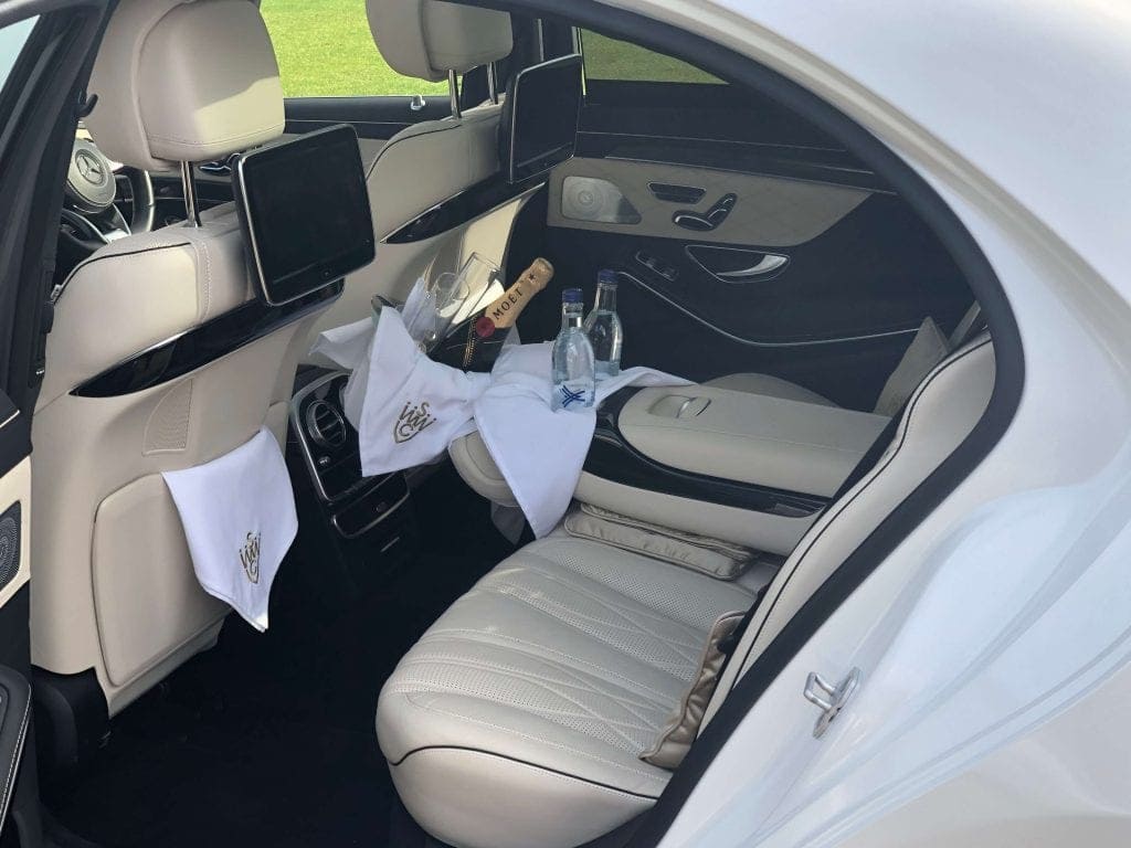 Luxury wedding car interior.