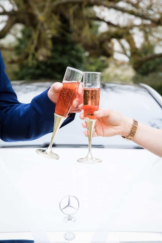 Wedding car hire with Champagne